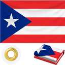Puerto Rico Flag 3x5 FT Outdoor, Heavy Duty 210D Polyester Fabric | Embroidered Star and Four Rows Stitching Fly Ends with 2 Brass Grommets | Commonwealth of Puerto Rican Flag for Wall Indoor Home