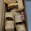 Geelin 24 Pcs Christmas Mini Woven Basket with Handle 30 Sheet Red and White Gingham Paper Napkins Wood Chip Mini Flower Fruit Picnic Basket Chip for Christmas Wedding Party Gift Decoration (Medium)