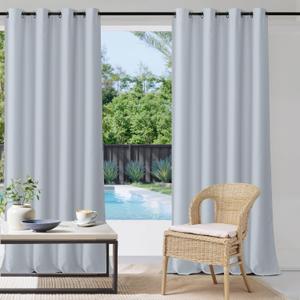 StangH Patio Curtains Outdoor Waterproof - Porch Grommet Blackout Thermal Insulated Drapes for Pergola/Balcony/Lanai, Greyish White, W52 x L84 inch, 1 Panel