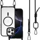 MAGEASY Case for iPhone 16 Pro Max 6.9" - Case with Crossbody Strap, 16ft Drop Protection, Compatible with MagSafe | Roam M (Black)