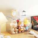 Lamu 4 Layer Clear Acrylic Display Case for Collectibles, Action Figurine Cabinet Box with 3 Movable Plate, Stackable Hobby Display Showcase Shelf with Magnetic Door, 2 Pack