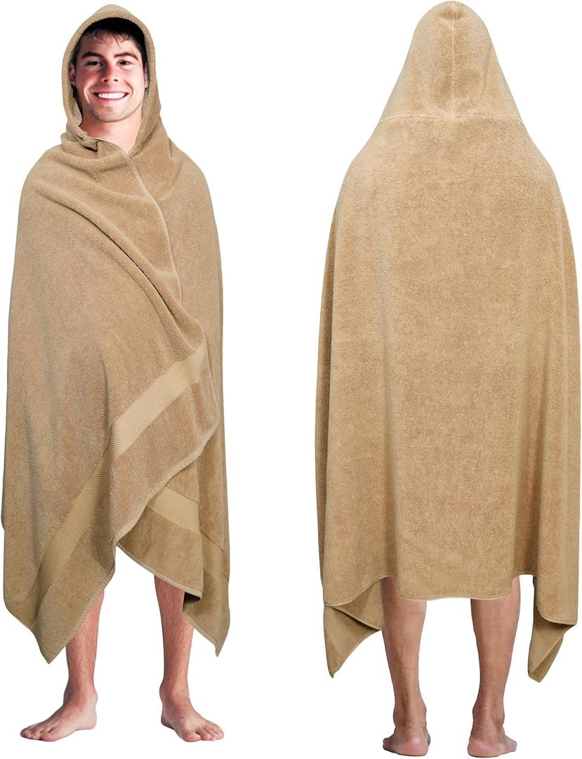 COTTON CRAFT Hooded Hotel Towel  Oversized Extra Large 40 x 80 - Heavyweight 700 GSM Towel with Hood for Adults - 100% Cotton Ringspun Terry Pool Beach Bath Sheet Wrap - Soft Plush Absorbent  Linen