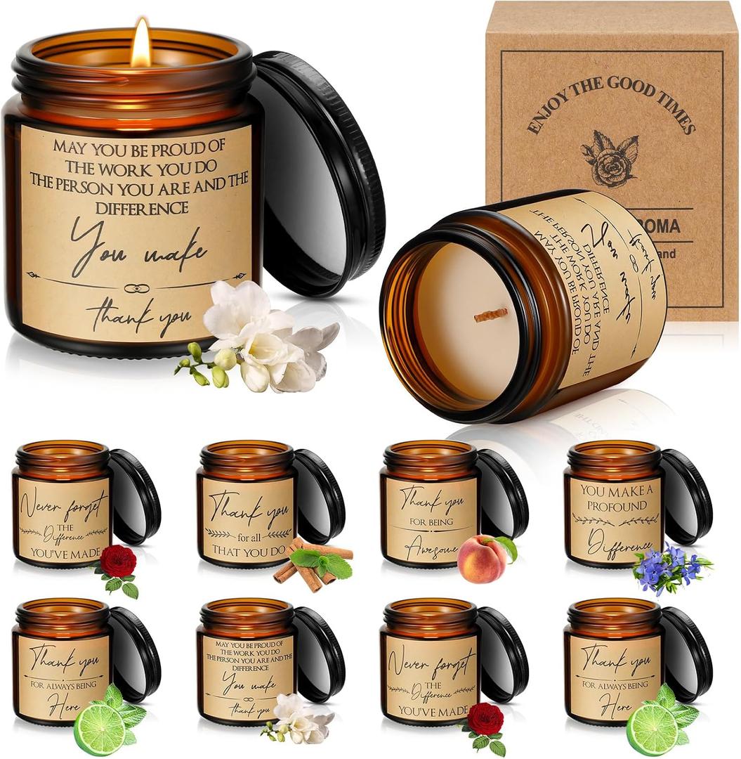 MTLEE 18 Pcs Thank You Gifts Candles Scented for Women Employee Appreciation Gifts Inspirational for Teacher Nurse Men Women Coworkers Graduation Mother's Day Friend Birthday Favors(Stylish)
