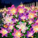 Solar Lights Outdoor Garden Decor - 6 Pack Solar Flowers with 30 Heads Colorful Lily Lights & Glowing Stems, Brighter Waterproof Decorative Garden Lights for Yard, Patio, Flower Bed, Gifts