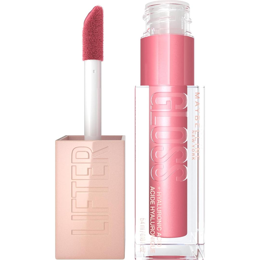 Maybelline Lifter Gloss, Hydrating Lip Gloss with Hyaluronic Acid, High Shine for Plumper Looking Lips, Petal, Warm Pink Neutral, 0.18 Ounce | Hydrating Lip Gloss
