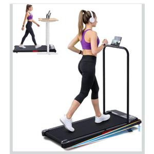 Electric Walking Pad Treadmill with Handle Bar Incline for Home Small, 3.0HP Portable Treadmills for Home, Mini Under Desk Treadmills for Exercising, Small Treadmill with Handle Bar, 0.6-7.6MPH