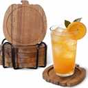 Coasters Set of 4,Pumpkin-Shaped Drink Coasters, Acacia Wood Coaster Set,Suitable for Coffee bar Accessories,Table Decor,Bars, and Offices