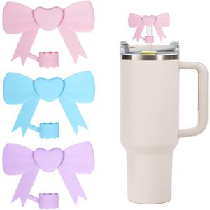 3 x Mao'er Silicone Straw Caps for 10mm Tumblers | Reusable Dust-Proof Straw Toppers Compatible with Stanley 30oz & 40oz Tumblers