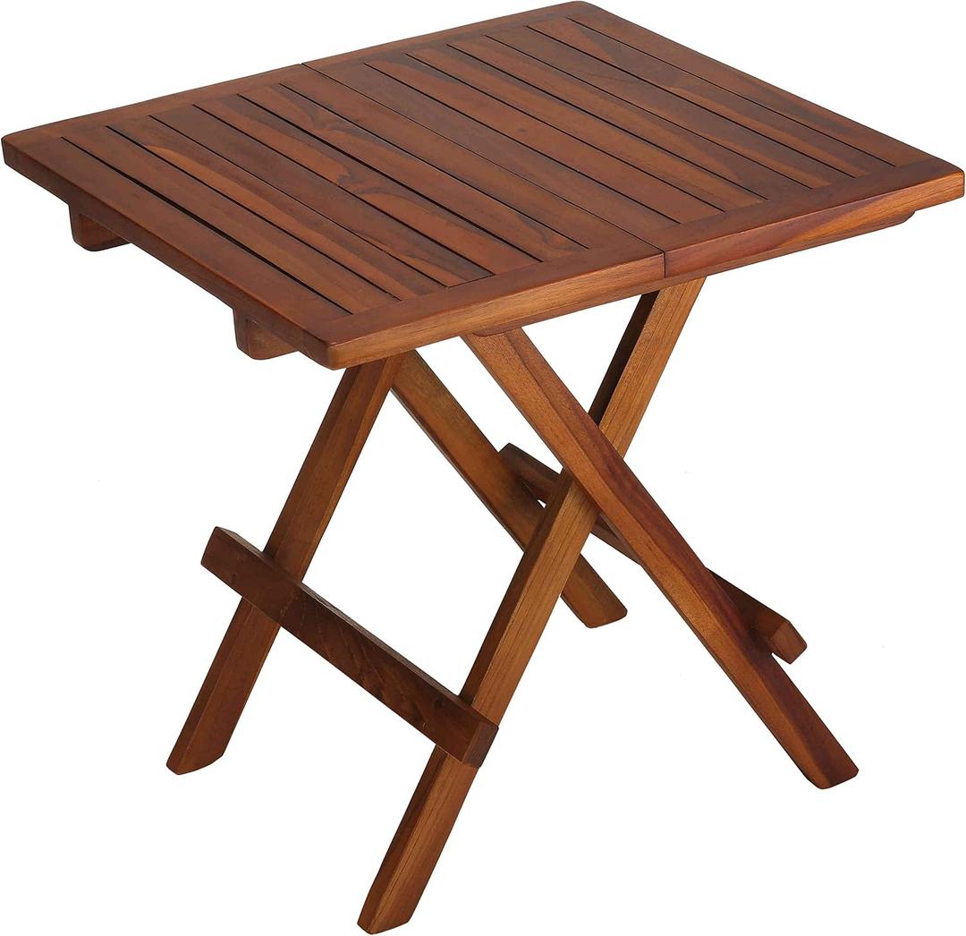 Bare Decor Ravinia Folding Teak Small Table, Oiled Finish Brown 

19.5" L x 19.5" W x 19.75" H