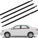 4Pcs Window Moulding Trim Weatherstrip Window Seal Belt Compatible with 2003 2004 2005 2006 2007 2008 Toyota Corolla Replaces 75730-02180 75710-02200 75740-02180 75720-02200