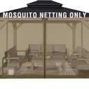 Aoodor Universal 10x12 ft Gazebo Mosquito Netting, Replacement 4-Panel Sidewalls with Double Zippers for Patio, Backyard, Deck, and Lawn (Netting Only, Brown)