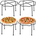 Elsjoy Set of 4 Black Pizza Stand Holder, 10 Inch Tabletop Pizza Pan Riser Stand Metal Wire Pizza Rack for Serving, Table Pizza Display Stand for Party, Home, Restaurant