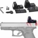 GOTICAL CNC-Machined Fiber Optic Set Front & Rear Handgun Sights for Glock Pistols Standard Models (Mini Red Dot Sight)