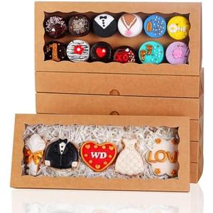 SLShePack 15PCS 12x5x1.5Inch White Bakery Boxes with Window Cookies Boxes Chocolate Truffle Boxes Macaron Boxes Cakesickle Boxes Browines Treat Boxes for Christmas Valentine's Easter Mother's Day