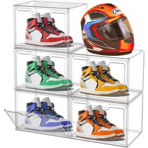 Magnetic Acrylic Clear Shoe Boxes – 360° Clear Plastic Stackable Sneaker Storage Box shoe Display Box Professional Grade Shoe Display Case, Shoe Organizer for Closet (5PC)