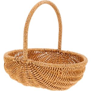 Toddmomy 10’’ Rattan Picnic Basket with Handle, Woven Harvest Basket for Fruits, Vegetables, Flower, Snacks Storage, for Easter, Wedding, Halloween, Home and Outdoor Use