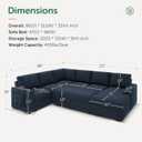 HONBAY Sleeper Sectional Couch with Pull-Out Bed Sectional Sleeper Sofa Pull Out Bed with Storage Chaise, 6 Seaters Couch for Living Room, Velvet Blue, 85.8"D x 111.4"W x 35"H
