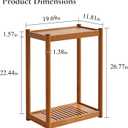 Narrow Side Table with Wheels, 2-Tier Solid Wood End Table, Natural