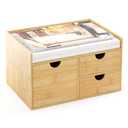 Wisuce Desk Organizer with Drawers - Bamboo Desktop Organizer Storage-Natural Wood Desk Drawers Organizer for Bills, Office Supplies, Cosmetics, Seals No Assembly Required(2 drawers with Shelf)