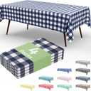 misaya 4 Packs Buffalo Disposable Table Cloth, 54 x 108 Inch Waterproof Plastic Tablecloth, Rectangle Navy and White Checkered Table Covers for Picnic, Birthday, Party
