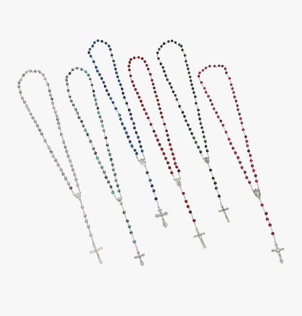 Juvale 12 Pack Rosary Beads for Men and Women, Bulk Necklaces for Catholic Gifts (6 Colors) - Rosary for Women