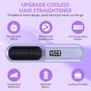 Purple Cordless Hair Straightener Brush, Portable Mini Heated Hair Brush for Women, 9600mAh USB-C Rechargeable, Lightweight Anti-Scald Straightener for Home, Office & Travel