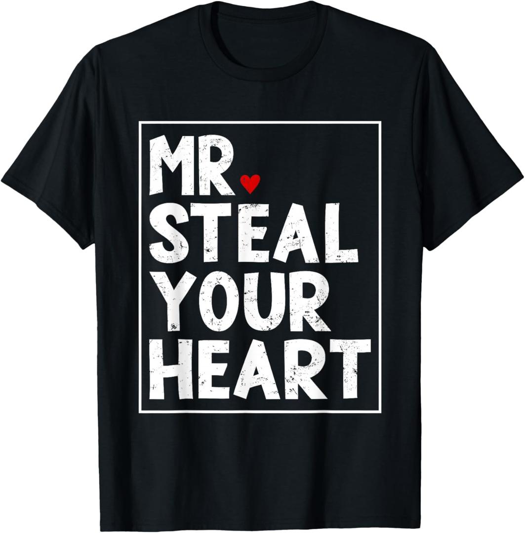 Mr Steal Your Heart for Boys Toddlers Valentine's Day Kids T-Shirt, Small