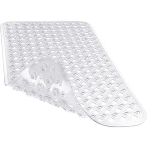Yimobra Bathtub Mat Non Slip, Super Strong Suction Cups, 27.5"x15.5" Long Shower Mat with Drain Holes, Machine Washable Fast Draining Bath Mats, Bathroom Essentials, Clear