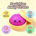 Fuchsia and Pink Dumpling Squishies New Mystery Squishies Dumpling with Box Stress Relief Balls Sensory Toys Desk Squeeze Toys Gift(2PCS)