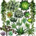 Winlyn 19 Pcs Assorted Artificial Succulents Plants Unpotted Small Green Hanging Succulent Aloe Fake Cacti Succulents Bulk for Succulent Garden Centerpiece Wreath Arrangement Indoor Outdoor Home Decor