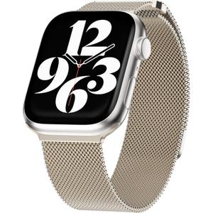 MAGEASY Milanese Band for Apple Watch Series 11, Ultra 3, SE3 - Magnetic iWatch Bands for Women, Strong Magnets | for 44mm 45mm 46mm 49mm Apple Watch 1-7/8/9/10/11/SE2/SE3/Ultra2/Ultra3 (Starlight)