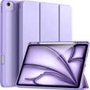 Akkerds Compatible for iPad Air 13 Inch Case (M3/M2) 2025/2024 with Pencil Holder, Trifold Stand Protective Cover/Soft TPU Back for iPad Air 13 Case, Supports Touch ID, Auto Wake/Sleep, Lavender