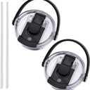 2 PCS Replacement Lids, Suitable for 20oz and 30oz Stanley Cups, with Handle, Flip-Top and Straw Dual-Use, Leak-Proof and Splash-Resistant