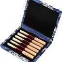 Watris Veiyi Oboe Reed Case, Wooden Silk Cloth Cover Reed Storage Holder Protector Box, Protect Against Moisture, for 6pcs Oboe Reeds