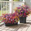 Ivydale Artificial Flowers for Outdoor 24 Bundles Fake Mums with Eucalyptus Leaves UV Resistant Silk Faux Daisy Flower Plant for Outside Home Porch Patio Window Box, 6 Color Mixed