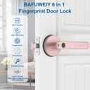 Fingerprint Door Lock, 6-in-1 Smart Door Knob with App Control/Fingerprints/IC Cards/Passwords/2 Keys, Fingerprint Door Knob Biometric Door Lock for Bedroom Apartment