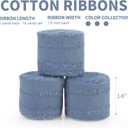 Keypan Dusty Blue Ribbon 1-1/2 x 15 Yards Handmade Cotton Frayed Fringe Fabric Ribbons for Crafts Flower Bouquets Wedding Baby Shower Home DIY Decor