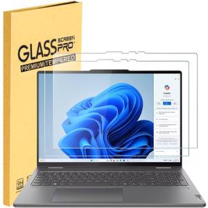 2 Pack Tempered Glass Screen Protector for Lenovo IdeaPad 5/ 5i 2-in-1 (16″, Gen 10 16AKP10 16IAL10) 16 inch Laptop 9H Scratch Resistant Anti-Shatter Film Anti-Fingerprint