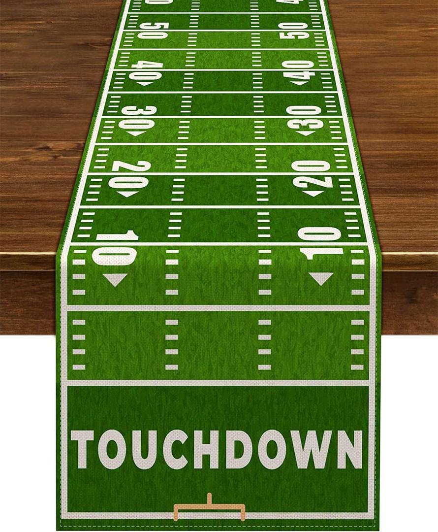 4 x Nepnuser American Football Court Table Runner Touch Down Football Birthday Party Decoration Boy Sport Farmhouse Home Dining Room Kitchen Table Decor (13" x 90")