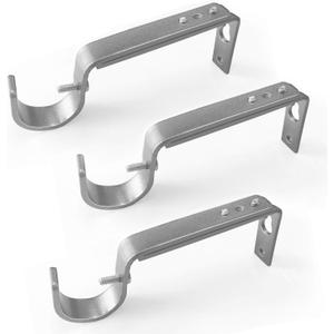 IHRDNNR Curtain Rod Holders Silver Heavy Duty Adjustable Rod Brackets for 7/8 or 1 Inch Rods, Set of 3 (Silver)