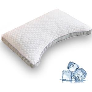 Cooling Memory Foam Pillow for Sleeping, Shredded Memory Foam Bed Pillows for Hot Sleepers with Cooling Cover, Neck Support for Back, Stomach & Side Sleeper Pain Relief (Queen)