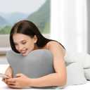 Memory Foam Ergonomic Wedge Pillow, Reading Pillow for Bed, Headboard Pillow Support for Back Pain, Acid Reflux & Sitting Up, Ideal for Massage with Removable Cover-Grey