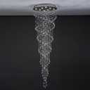 Modern Chrome Crystal Chandelier for High Ceiling,Large Spiral Sphere Crystal Chandeliers Ceiling Light,Flush Mount Pendant Light Fixture for Entryway, Staircase, Foyer D23.6 X H78.7