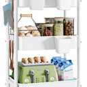 3 Tier Rolling Cart Metal with Wheels, White Three Tiered Storage Cart on Wheels, Utility Trolley Carts Organizer for Kitchen Storage, Pantry, Snack, Craft, Art, Lash, Makeup, Bathroom, Dorm Supply