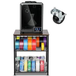 3D Printer Stand with Filaments Storage - 3D Printer Table Filament Storage Rack Heavy Duty 3D Cart Desk with Wheels for Workshop Studio Office (Brown)