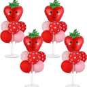 4 Sets Strawberry Party Balloons Stand Kit with Strawberry Foil Balloons Sweet 1st Party Balloon Centerpiece for Tables for Girls Birthday Baby Shower Decoration