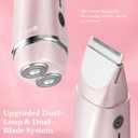 Bikini Trimmer for Women, 2 in 1 Electric Razors for Women Electric Shaver, IPX7 Waterproof Body Hair Trimmer Shaver,Replaceable Lady Facial Razor Bikini Trimmer for Legs Private (Pink)