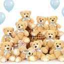 MorisMos 10-Pack Teddy Bear Bulk for Baby Shower,14-inch Small Teddy Bear Stuffed Animal Plush Toy,Soft Bulk Stuffed Animal Wholesale for Baby Shower Centerpiece Decoration Birthday Party Favors,Brown