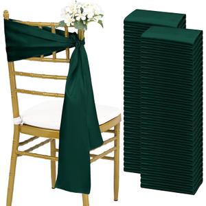 fani 60 PCS Satin Chair Sashes, Bows Designed ChairSashes, 7x78 inch Chair Sashes for Aisle Decorations Universal Chairs Cover Decoration for Wedding Reception Party Banquet (Emerald Green)