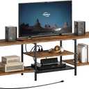 HOOBRO TV Stand with Power Outlets to 75 Inches, TV Console Table with Open Storage Shelves Cabinet, Industrial Media Entertainment Center for Living Room Bedroom, Rustic Brown and Black BF80DS01 (70.9 Inch)